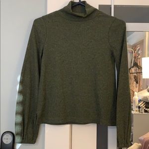 Madewell Bubble Sleeve Heathered Swing Turtle Neck